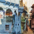 Cityscape watercolor painting titled 'Jodhpur', 11x15 inches, by artist Sagar Palwe on Paper