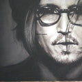 Portrait charcoal painting titled 'Johnny Depp', 27x20 inches, by artist Preeti Ghule on Paper
