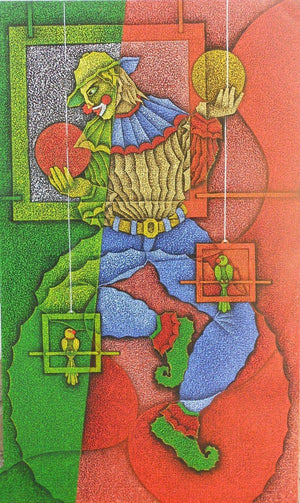Joker (Jesters Delight) by Satyajeet Shinde, Original Acrylic Figurative Painting on Canvas, Large Vertical Wall Art