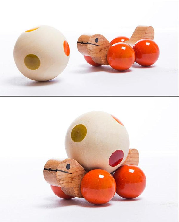 Jolly Turtle Orange Wooden Toy Handicraft by Oodees Toys | ArtZolo.com