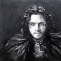 Portrait charcoal drawing titled 'Jon Snow', 20x28 inches, by artist Sundeep Kumar on Paper