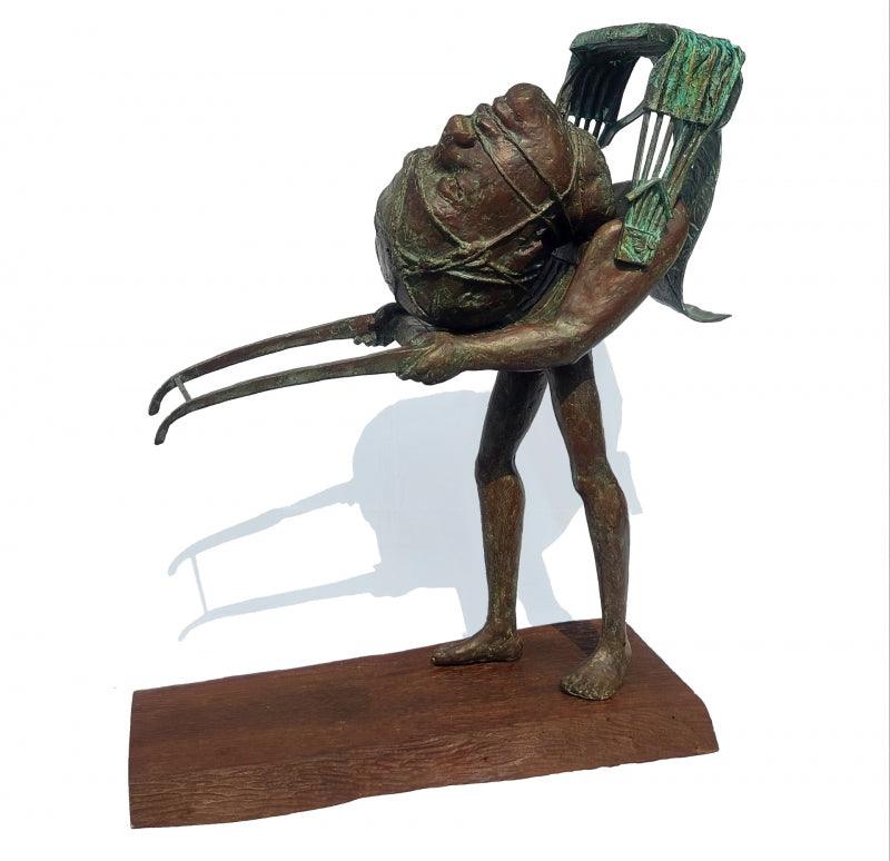Figurative sculpture titled 'Journey 5', 25x22x9 inches, by artist Rakesh Sadhak on Metal, Wood