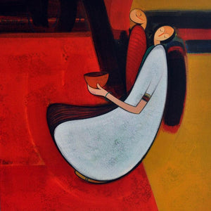 Figurative acrylic painting titled 'Journey', 24x24 inches, by artist Dattatraya Thombare on Canvas