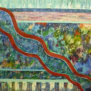 Abstract acrylic painting titled 'Journey', 48x48 inches, by artist Subodh Maheshwari on Canvas