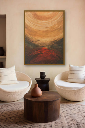 Journey (Crimson Horizon) by artist Sanjay Akolikar displayed in a Boutique gallery