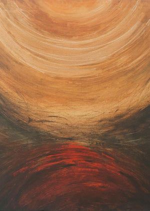 Journey (Crimson Horizon) by Sanjay Akolikar, Original Acrylic Abstract Painting on Canvas, Medium Vertical Wall Art