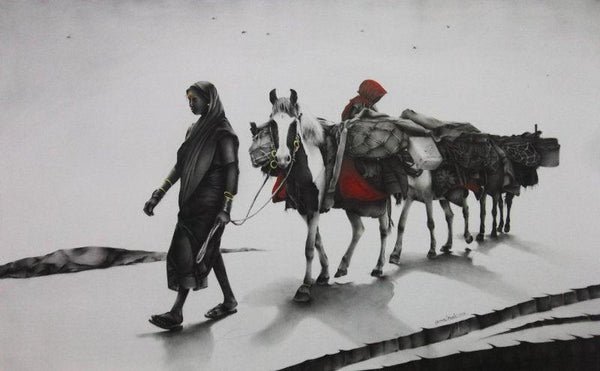 Journey With Horse Painting by Yuvraj Patil | ArtZolo.com