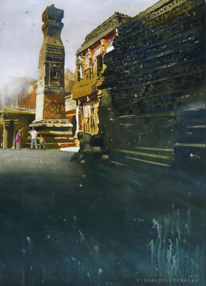 Kailash Temple Ellora Painting by Vishal Chavan | ArtZolo.com
