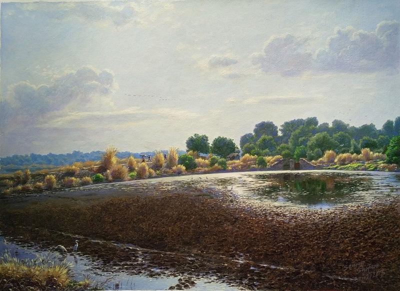 Realistic oil painting titled 'Kalvat Miraroad', 20x15 inches, by artist Sanjay Sarfare on Canvas