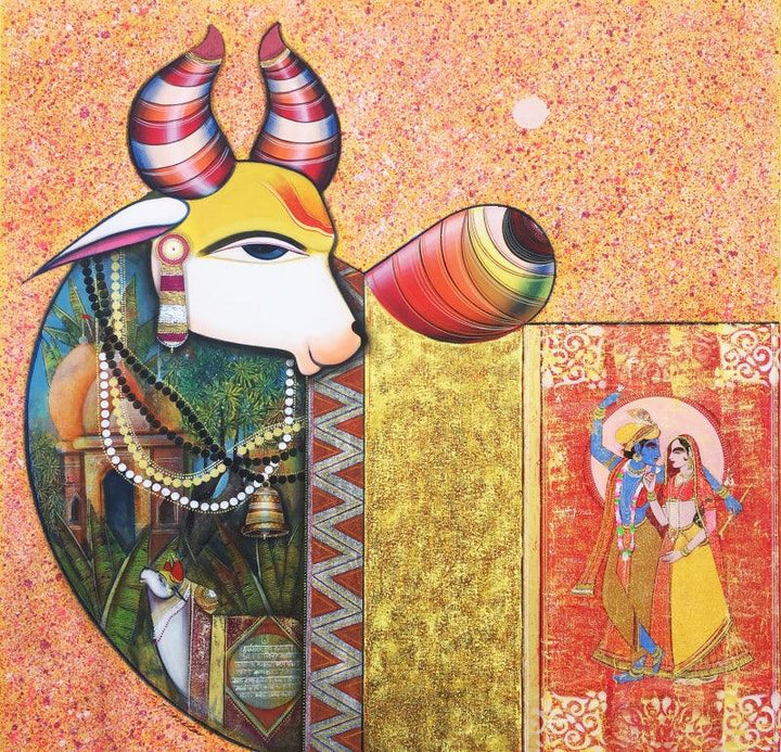 Kamdhenu 2 Painting by Ashok Rathod | ArtZolo.com