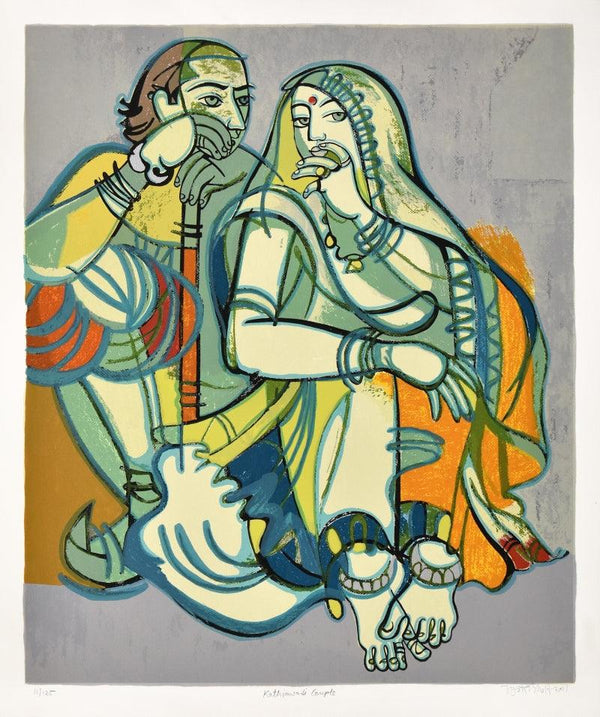 Kathiawadi Couple Painting by Jyoti Bhatt | ArtZolo.com