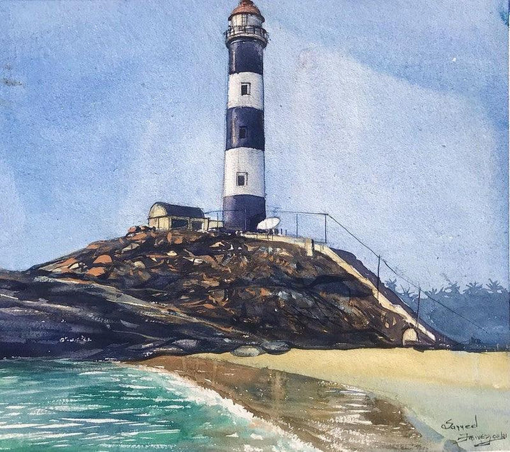 Kaup Lighthouse Ks Farvez Painting by Ks Farvez | ArtZolo.com