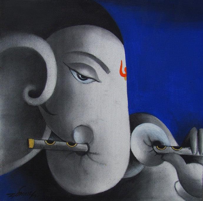 Kaveesha Ganesha Painting by Somnath Bothe | ArtZolo.com