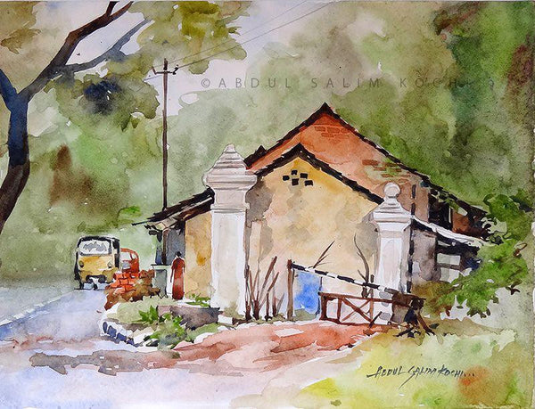 Kerala Landscape 1 Painting by Abdul Salim | ArtZolo.com