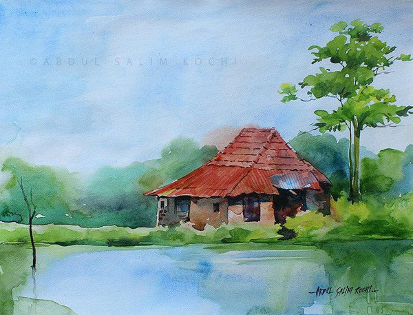 Kerala Landscape 2 Painting by Abdul Salim | ArtZolo.com