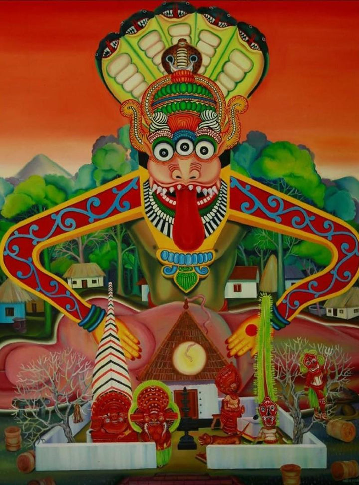 Kim Purushan The Lord Of Land Deities Painting by Rejeesh Sarovar | ArtZolo.com