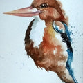 Animals watercolor painting titled 'Kingfisher', 8x5 inches, by artist Anjana Sihag on Paper