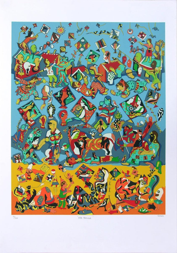 Kite Festival Painting by Jagdeep Smart | ArtZolo.com