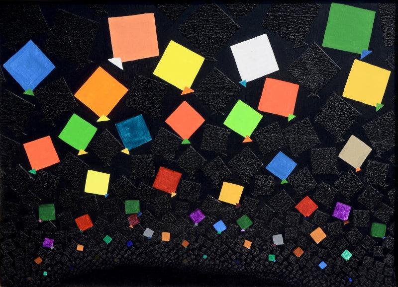 Still-life acrylic painting titled 'Kites', 42x57 inches, by artist Mamoon Nomani on Canvas