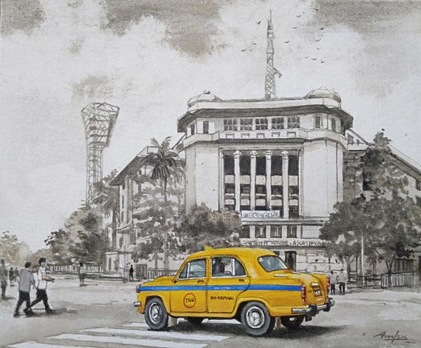 Kolkata Street 1 Painting by Amlan Dutta | ArtZolo.com