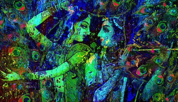 Krishana Radha Painting by Anil Kumar | ArtZolo.com