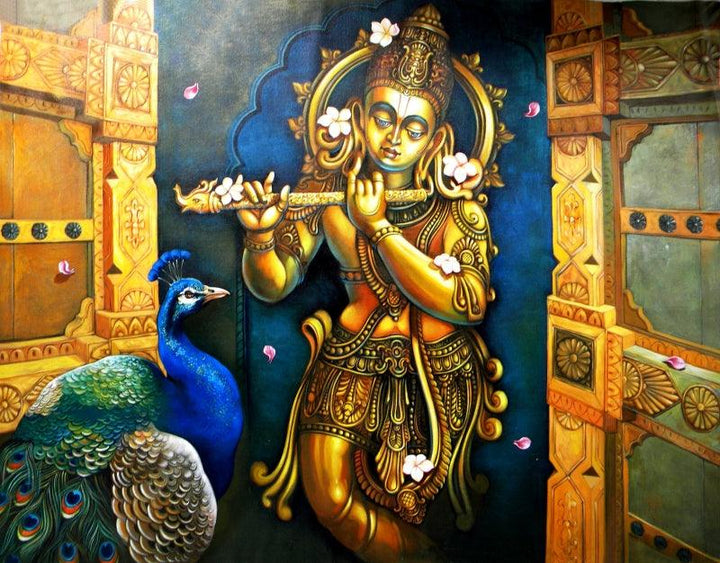Krishna 1 Painting by Sudip Routh | ArtZolo.com