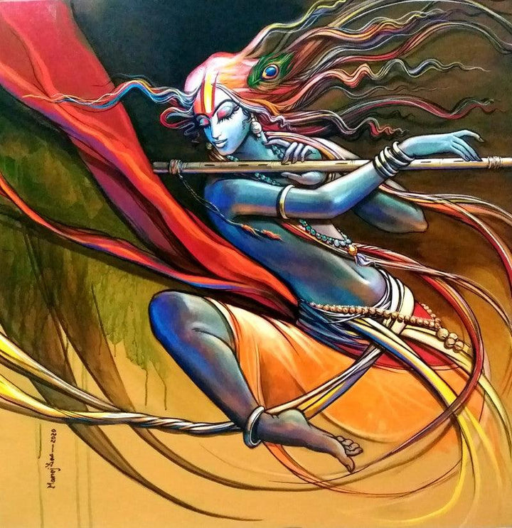 Krishna 2 Painting by Manoj Das | ArtZolo.com