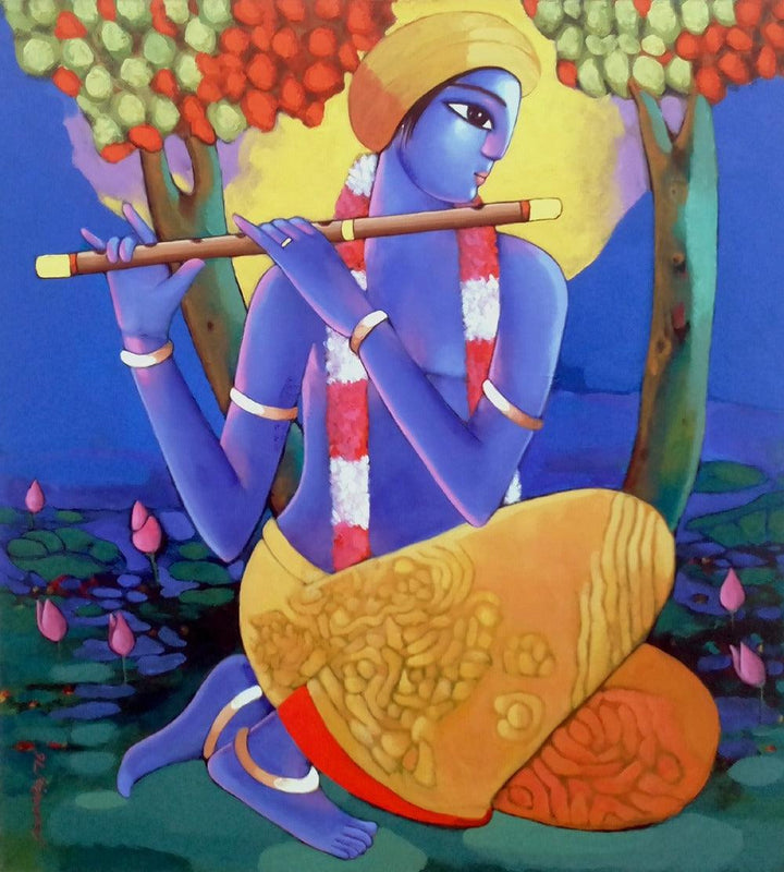 Krishna 3 Painting by Sekhar Roy | ArtZolo.com