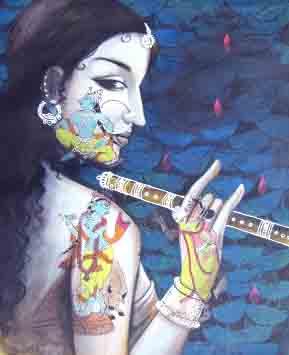 Krishna All Around Painting by Pradeep Swain | ArtZolo.com