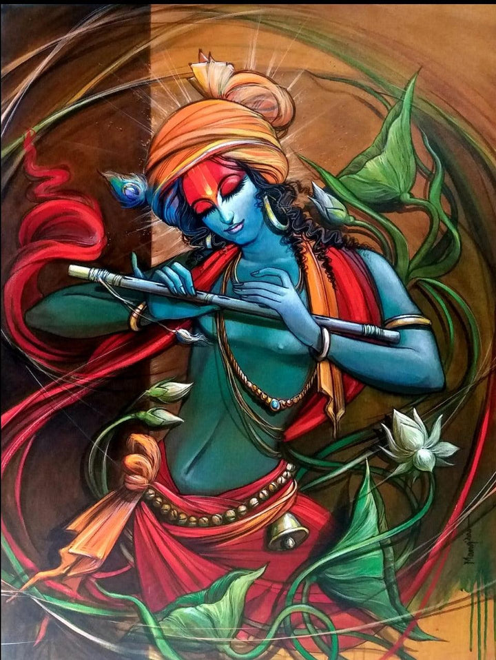 Krishna Painting by Manoj Das | ArtZolo.com