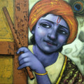 Religious acrylic painting titled 'Krishna', 18x18 inches, by artist Apet Pramod on Canvas