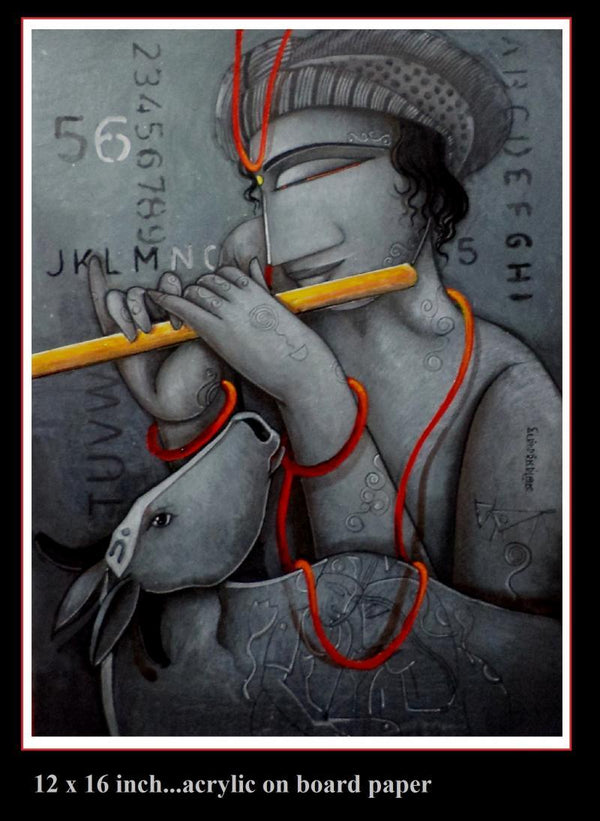 Krishna Painting by Samir Sarkar | ArtZolo.com