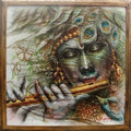 Religious oil painting titled 'Krishna', 25x25 inches, by artist Darshan Sharma on Canvas
