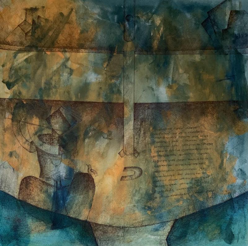 Figurative acrylic painting titled 'Krishna', 20x20 inches, by artist Amit Pithadia on Canvas