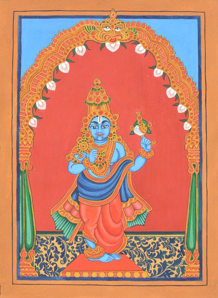 Krishna Avatara Traditional Art by Radhika Ulluru | ArtZolo.com