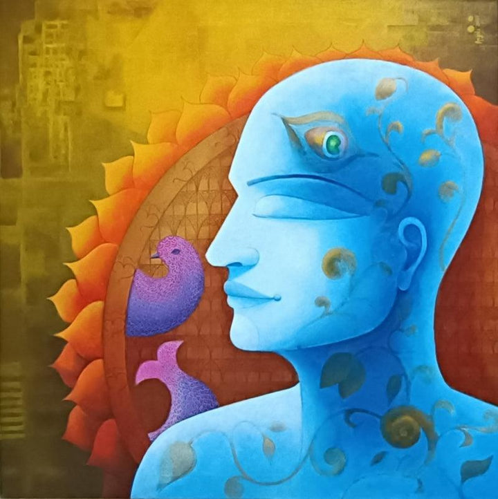 Krishna Bhakti Painting by Anjali Surana | ArtZolo.com