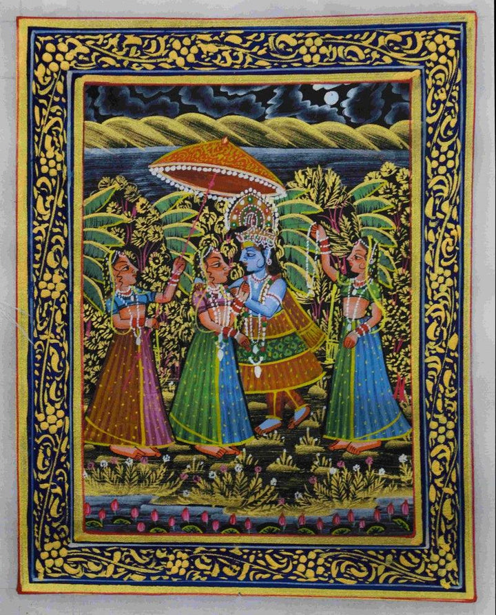 Krishna Convincing Radha Traditional Art by Unknown | ArtZolo.com