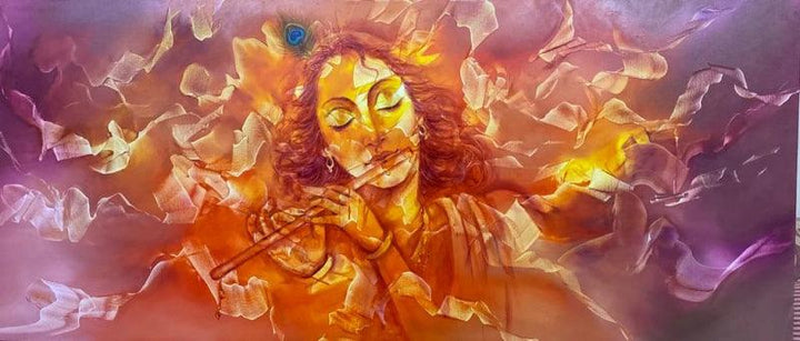 Krishna Flute And Music Rhythm Painting by Prince Chand | ArtZolo.com