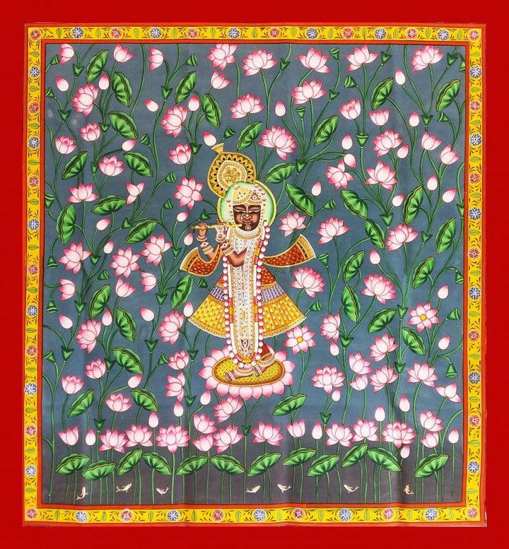 Krishna In Kamal Talai Traditional Art by Unknown | ArtZolo.com