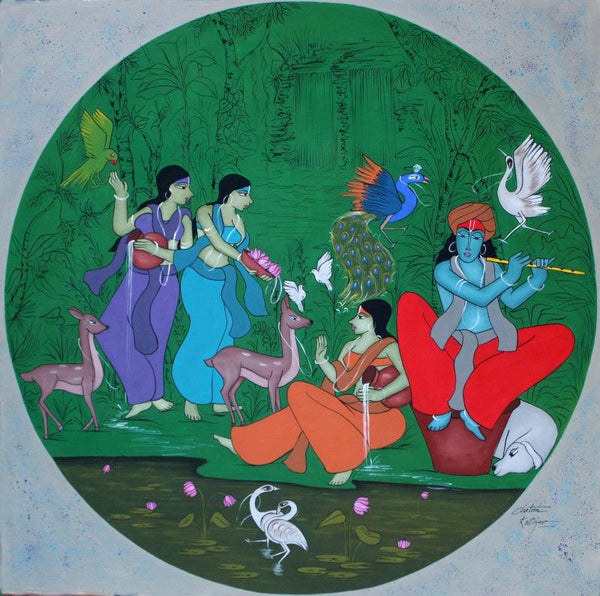 Krishna Leela Painting by Chetan Katigar | ArtZolo.com