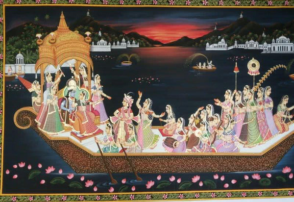 Krishna Nauka Vihar Painting by Rajendra Khanna | ArtZolo.com