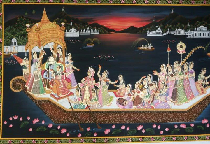 Krishna Nauka Vihar Painting by Rajendra Khanna | ArtZolo.com