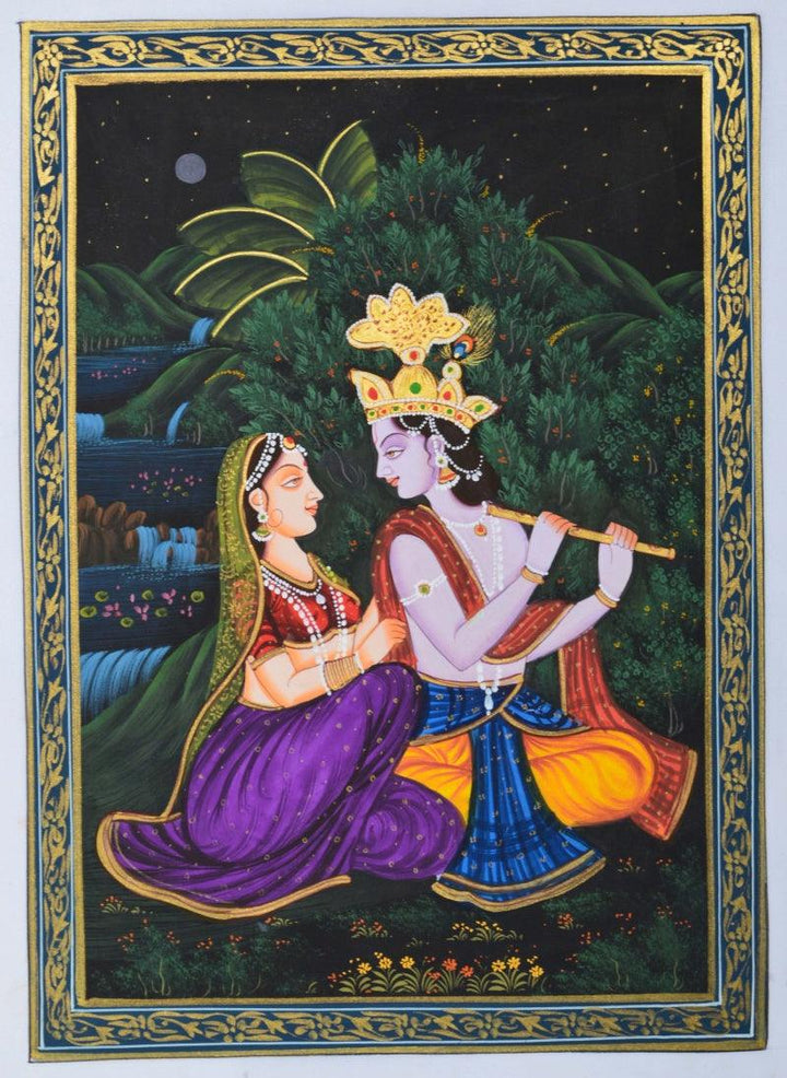Krishna Playing Baansuri For Radhaji Traditional Art by Unknown | ArtZolo.com