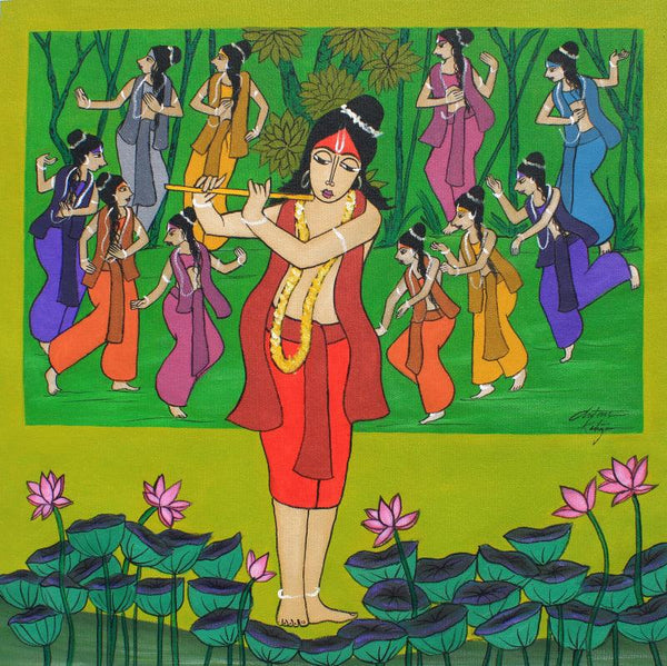 Krishna Raas Leela Painting by Chetan Katigar | ArtZolo.com