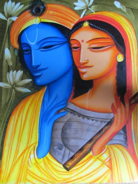 Krishna Radha 2 Painting by Pradeep Swain | ArtZolo.com