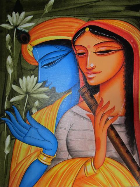 Krishna Radha 4 Painting by Pradeep Swain | ArtZolo.com