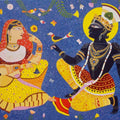 Religious acrylic painting titled 'Krishna Radha', 30x40 inches, by artist Bhaskar Lahiri on Canvas