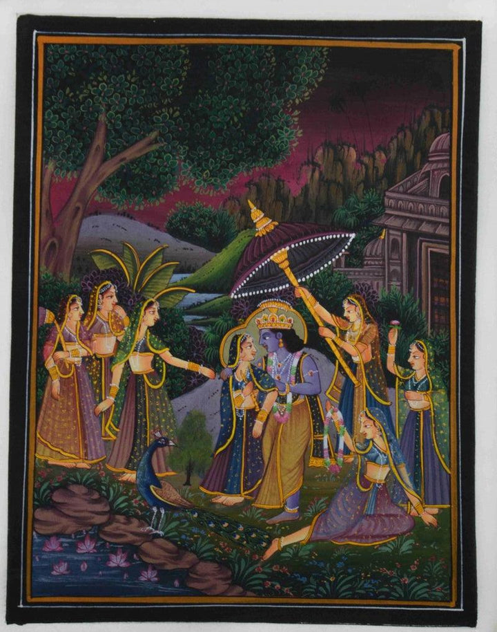 Krishna Radha In Conversation Traditional Art by Unknown | ArtZolo.com