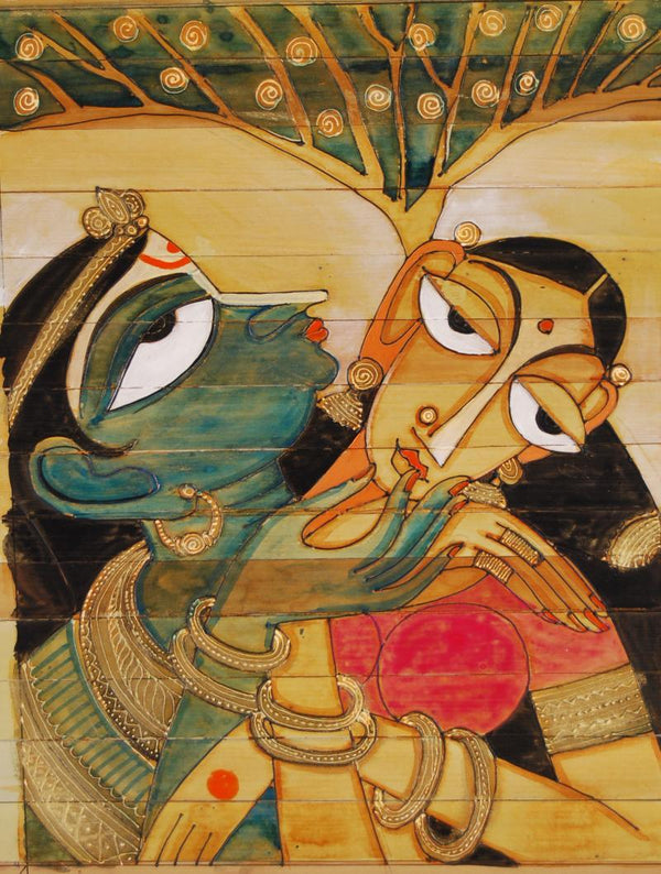 Krishna Radha Love I Painting by Pradeep Swain | ArtZolo.com