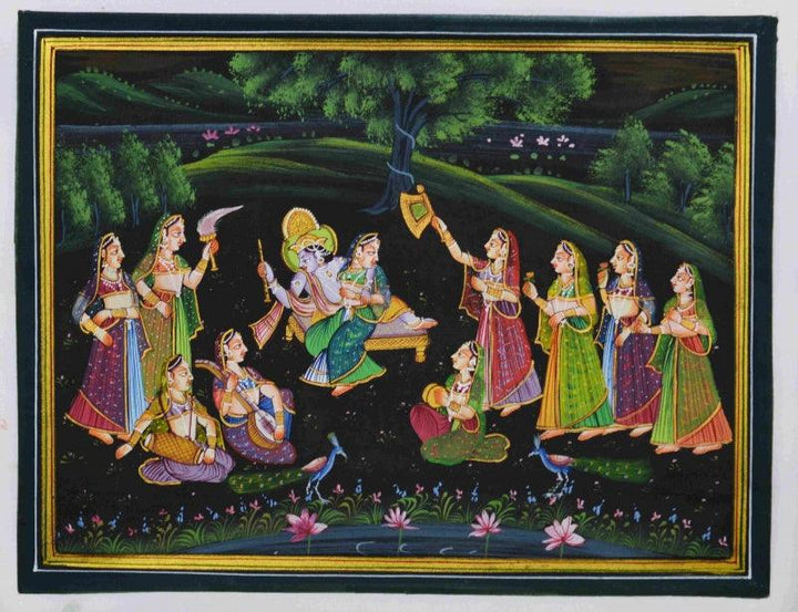 Krishna Radha Moments Traditional Art by Unknown | ArtZolo.com